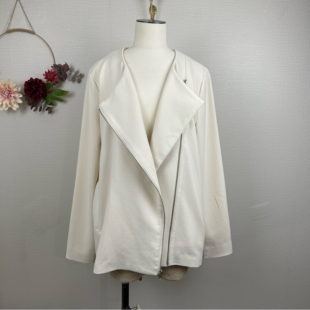 JACK Women White Asymmetric Front Full Zip Light Jacket Size Large